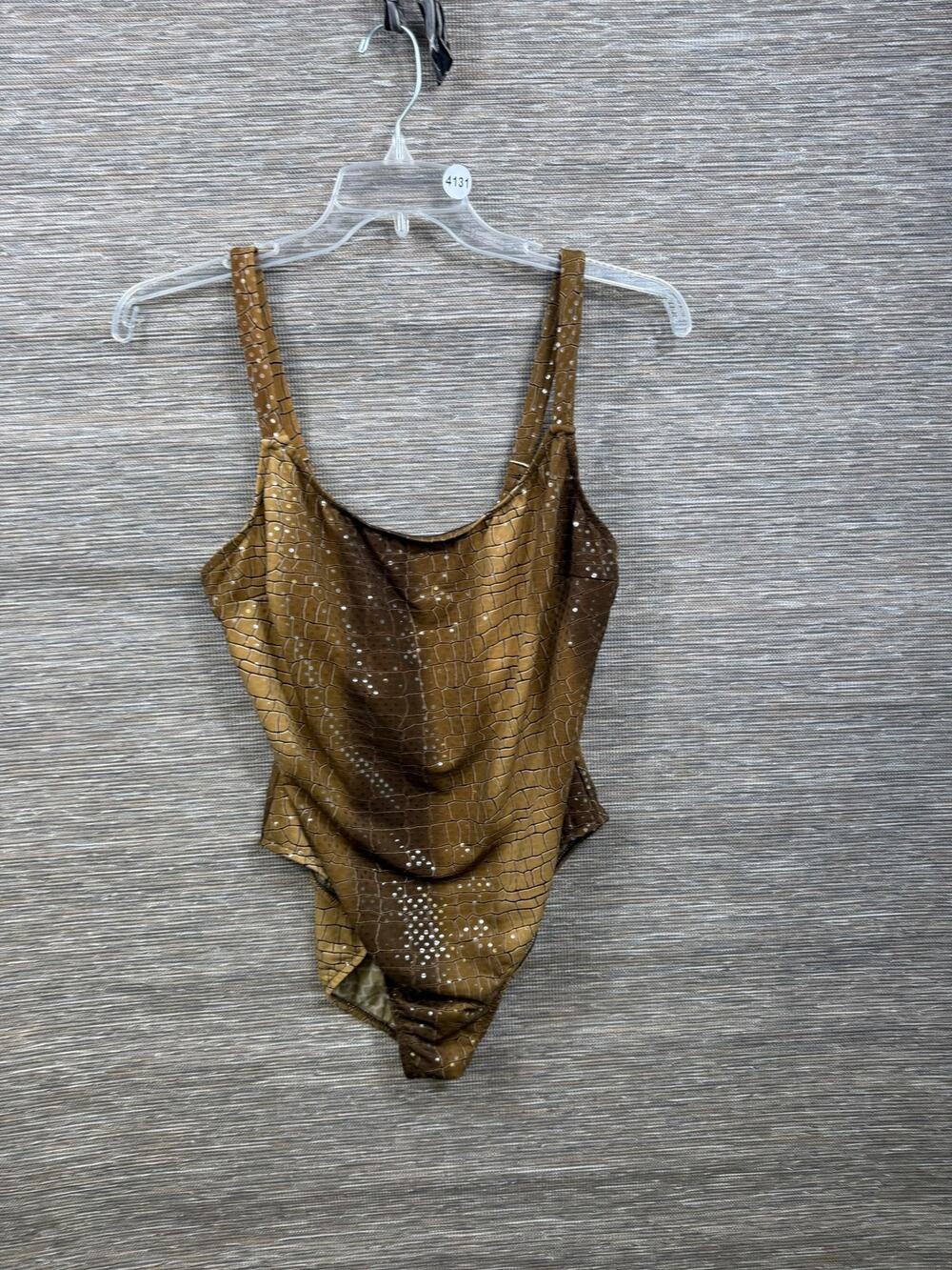Silhouettes One Piece Swimsuit Womens 18 Brown Animal Print Tummy Control Lined